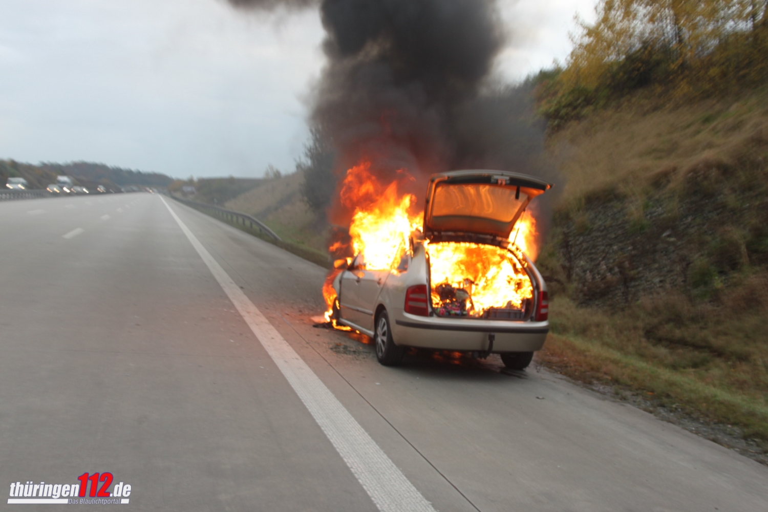 PKW Brand bei Schleiz auf A9 1