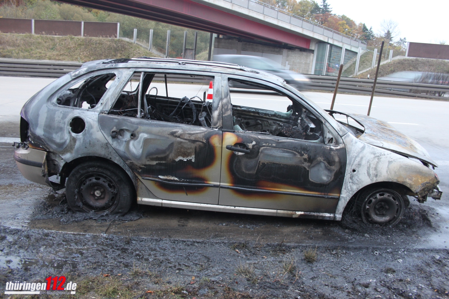 PKW Brand bei Schleiz auf A9 10