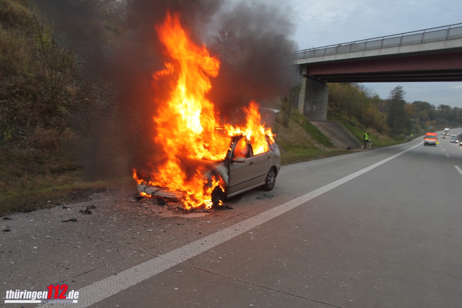 PKW Brand bei Schleiz auf A9 3