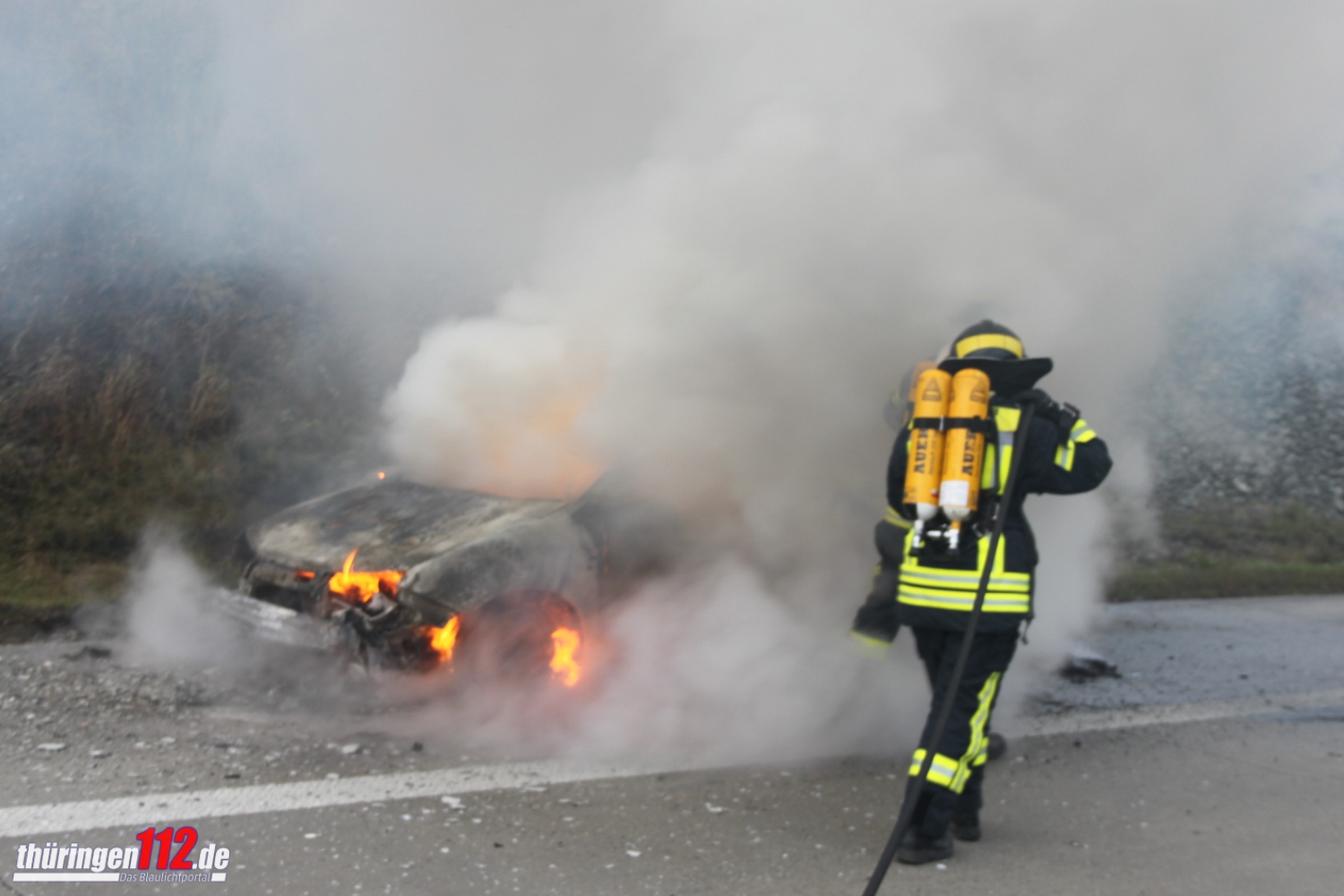 PKW Brand bei Schleiz auf A9 4