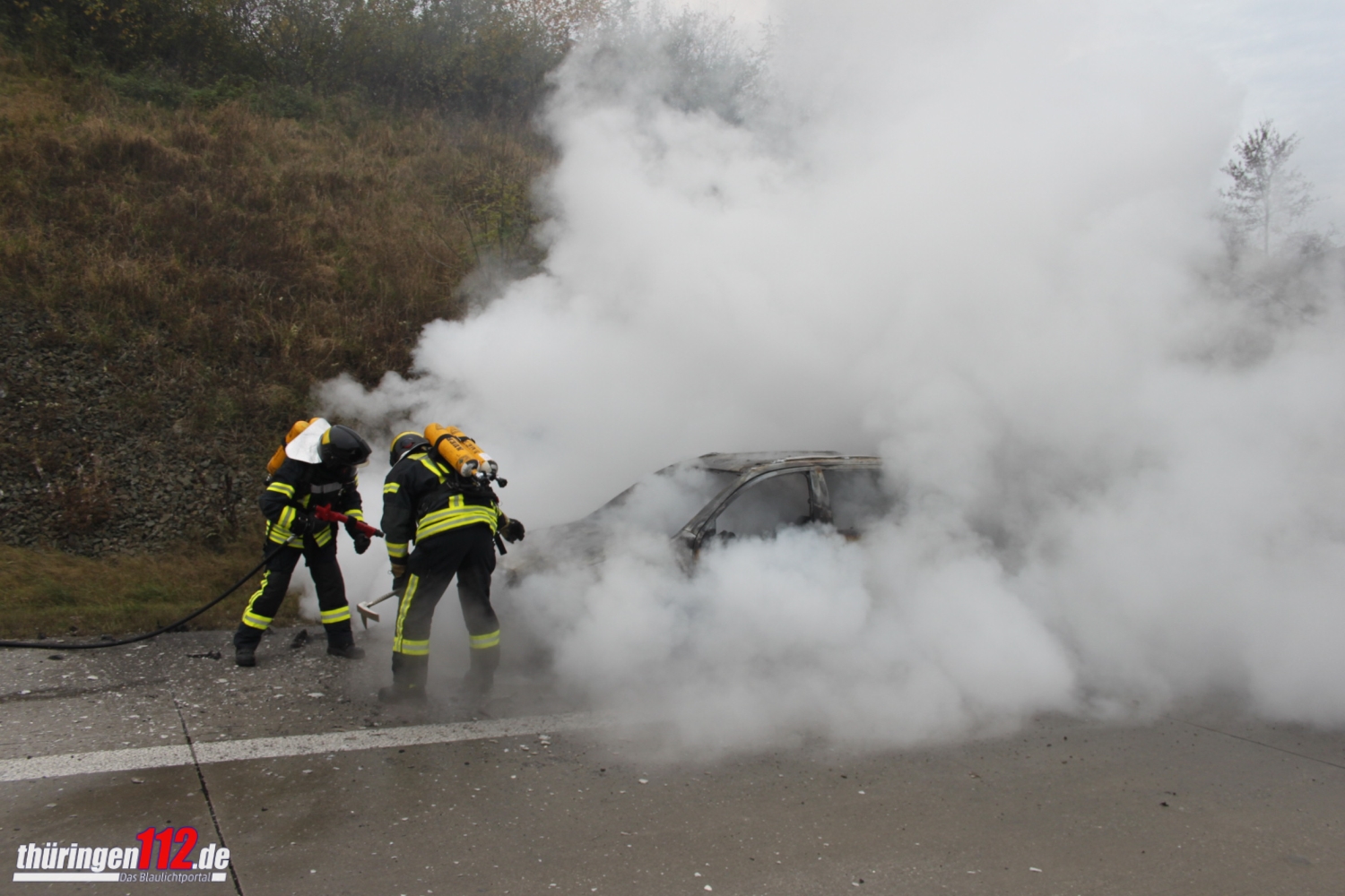 PKW Brand bei Schleiz auf A9 7